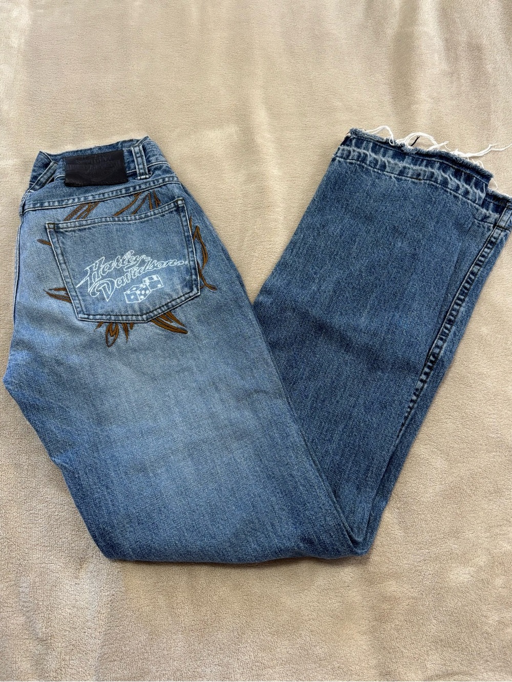 Harley-Davidson Y2K Embroidered Back Bootcut Blue Jeans